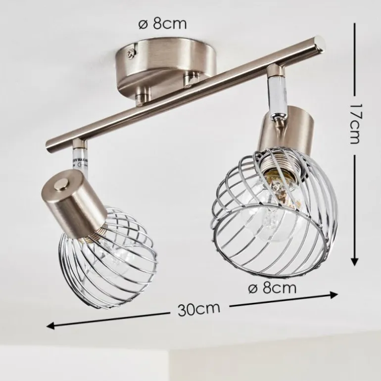 Plafonnier Parado Nickel mat, 2 lumières