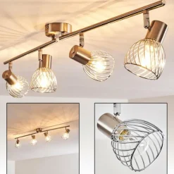 Plafonnier Parado Nickel mat, 4 lumières