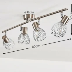 Plafonnier Parado Nickel mat, 4 lumières