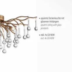 Plafonnier Paul Neuhaus ICICLE Vieux laiton, 4 lumières