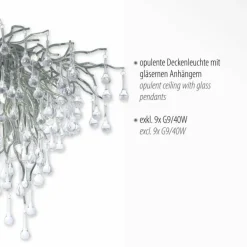 Plafonnier Paul Neuhaus ICICLE Acier inoxydable, 9 lumières