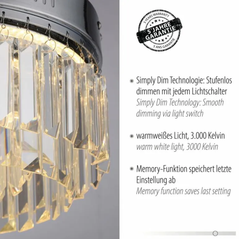 Plafonnier Paul Neuhaus KRISTA LED Chrome, 1 lumière