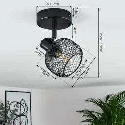 Plafonnier Pipisu Noir, 1 lumière