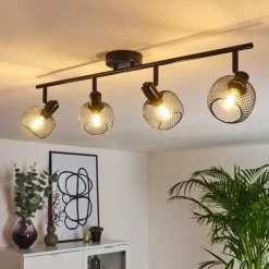Plafonnier Pipisu Noir, 4 lumières