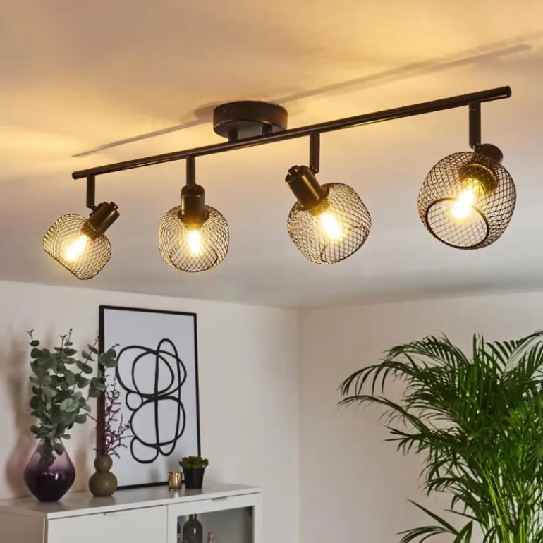 Plafonnier Pipisu Noir, 4 lumières