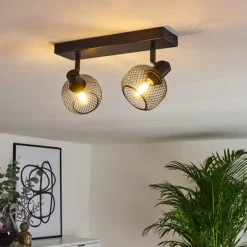 Plafonnier Pipisu Noir, 2 lumières