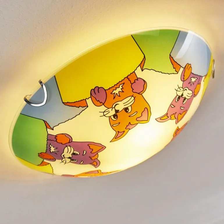 Plafonnier Pizzy Katze Chrome, Blanc, 2 lumières
