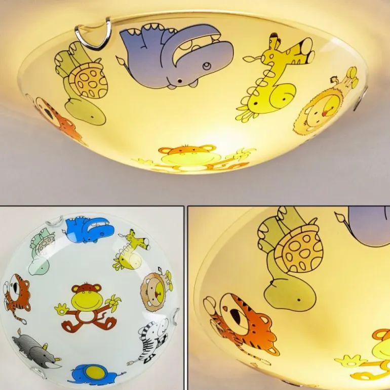 Plafonnier Pizzy Zoo Chrome, Blanc, 2 lumières