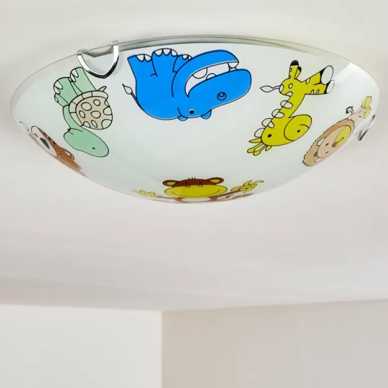 Plafonnier Pizzy Zoo Chrome, Blanc, 2 lumières