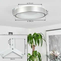 Plafonnier Playas LED Argenté, Blanc, 1 lumière