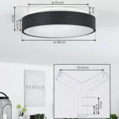 Plafonnier Playas LED Noir, Blanc, 1 lumière