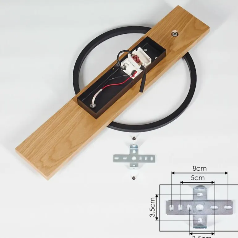 Plafonnier Pompu LED Bois clair, Noir, 1 lumière