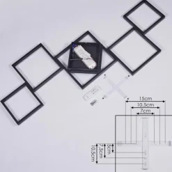 Plafonnier Pourao LED Noir, Blanc, 1 lumière, Télécommandes
