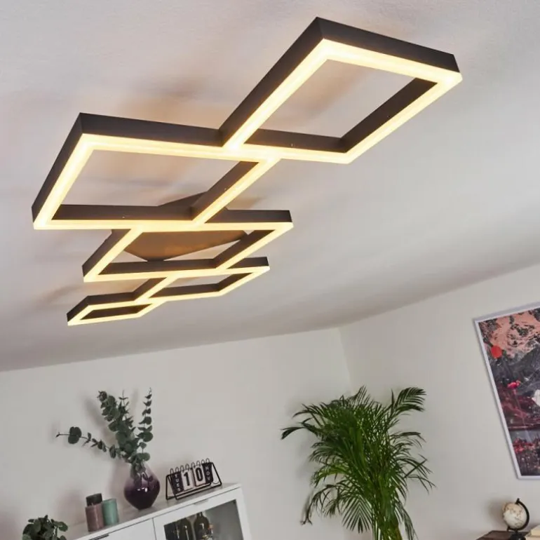 Plafonnier Pourao LED Noir, Blanc, 1 lumière, Télécommandes