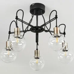 Plafonnier Quento Laiton, Noir, 5 lumières