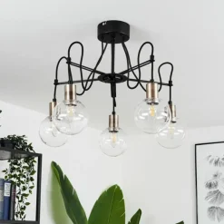 Plafonnier Quento Laiton, Noir, 5 lumières