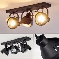 Plafonnier Rahway Noir, 3 lumières