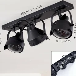 Plafonnier Rahway Noir, 3 lumières