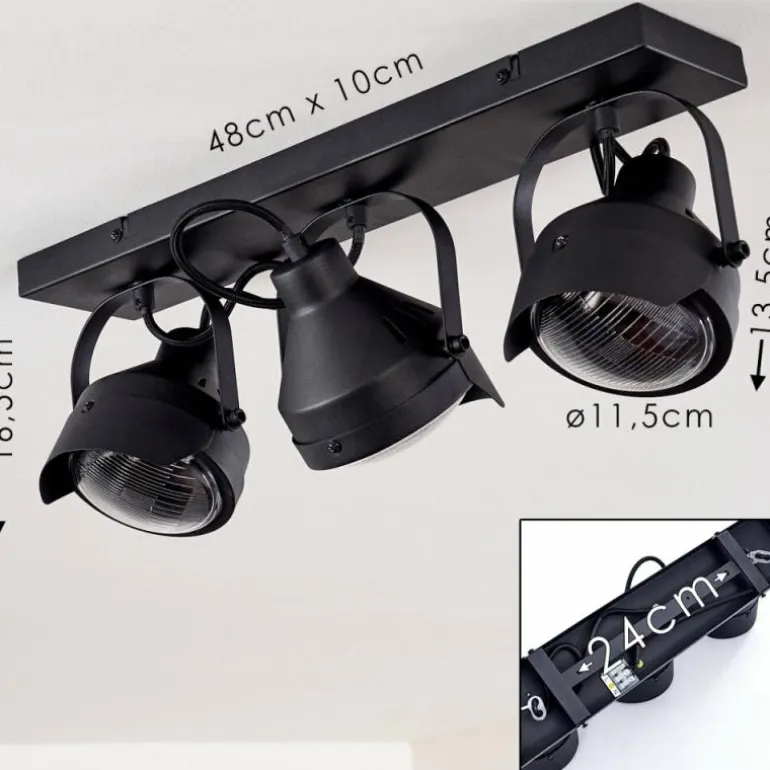 Plafonnier Rahway Noir, 3 lumières