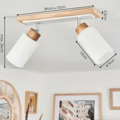 Plafonnier Represita Écru, Blanc, 2 lumières