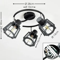 Plafonnier Rieti Noir, 3 lumières