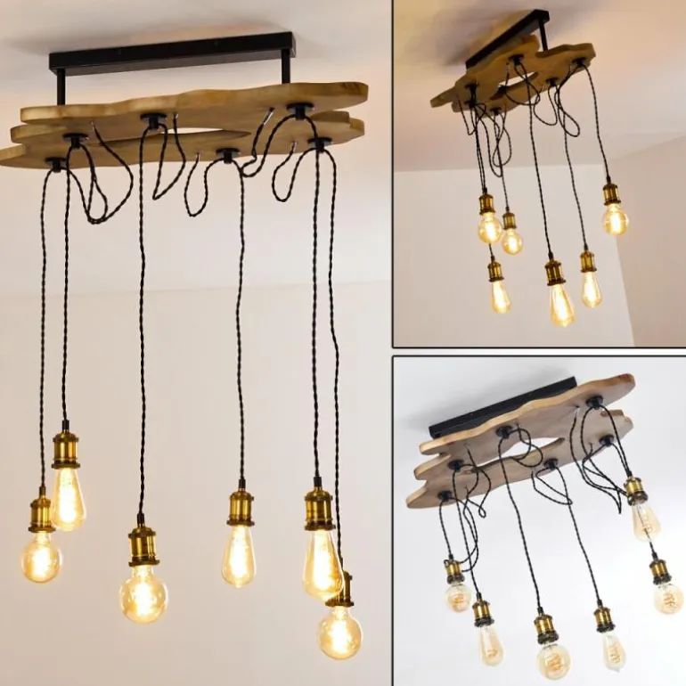 Plafonnier Rimforsa Brun, Laiton, Rouille, 6 lumières