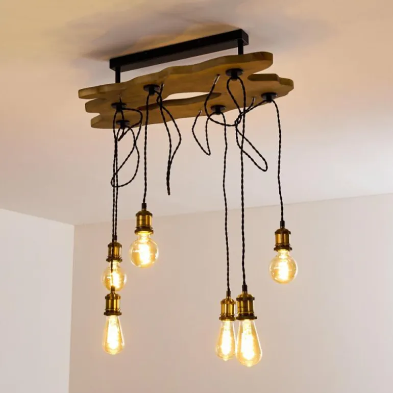 Plafonnier Rimforsa Brun, Laiton, Rouille, 6 lumières