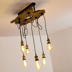 Plafonnier Rimforsa Brun, Laiton, Rouille, 6 lumières