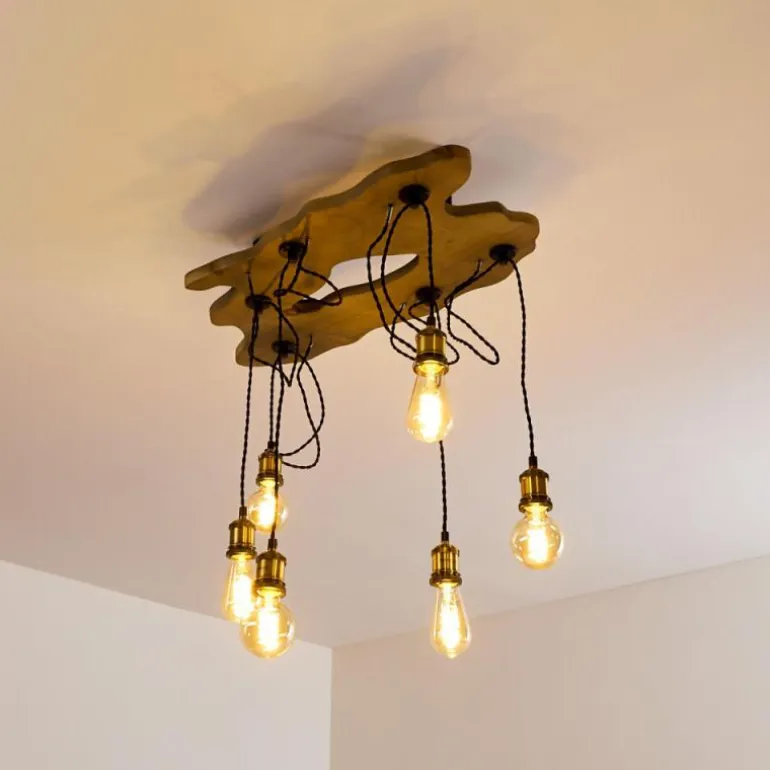Plafonnier Rimforsa Brun, Laiton, Rouille, 6 lumières