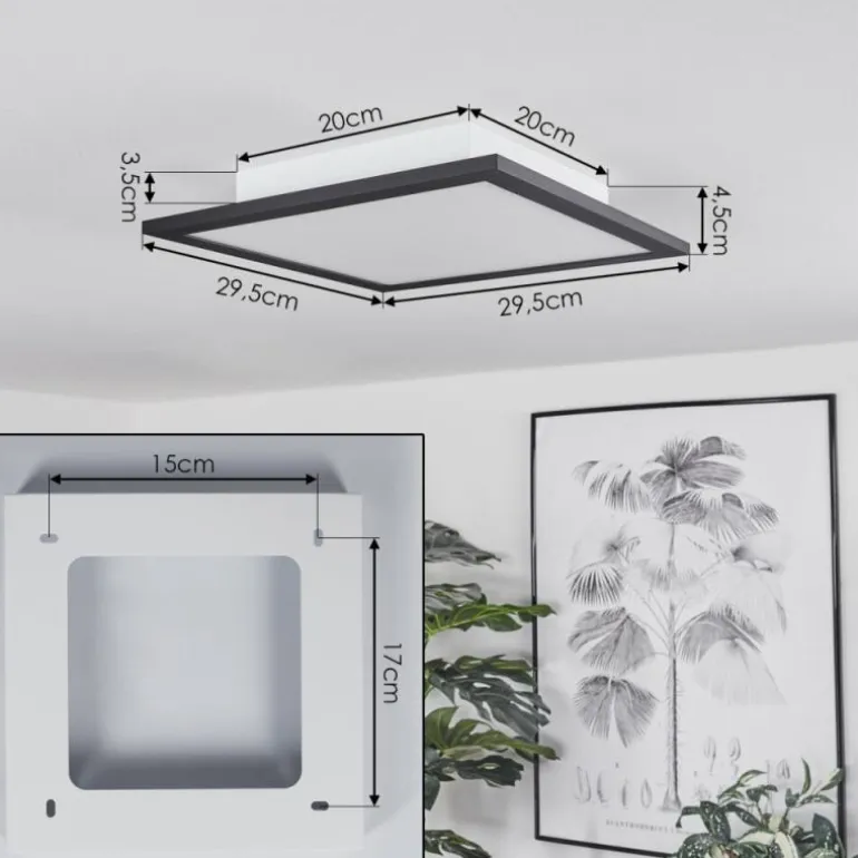 Plafonnier Ringuelet LED Noir, Blanc, 1 lumière, Télécommandes