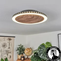 Plafonnier Rocha LED Brun, Couleur bois, Noir, 1 lumière