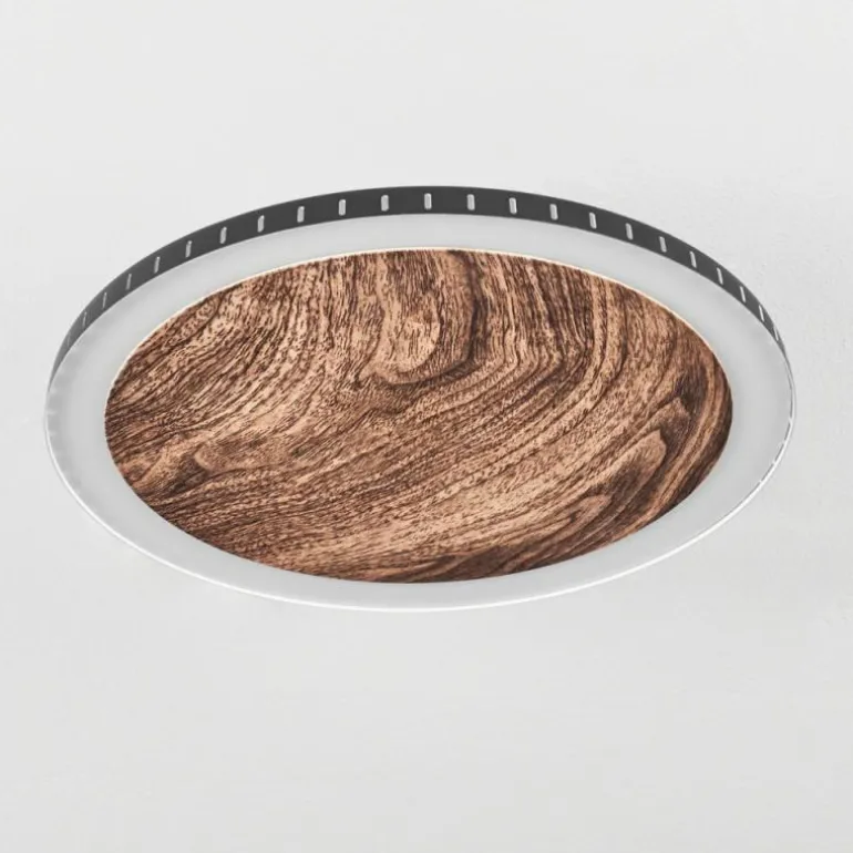 Plafonnier Rocha LED Brun, Couleur bois, Noir, 1 lumière