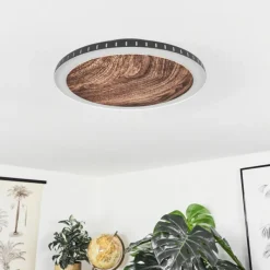 Plafonnier Rocha LED Brun, Couleur bois, Noir, 1 lumière