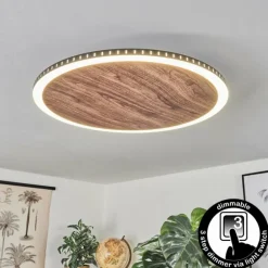 Plafonnier Rocha LED Brun, Couleur bois, Noir, 1 lumière