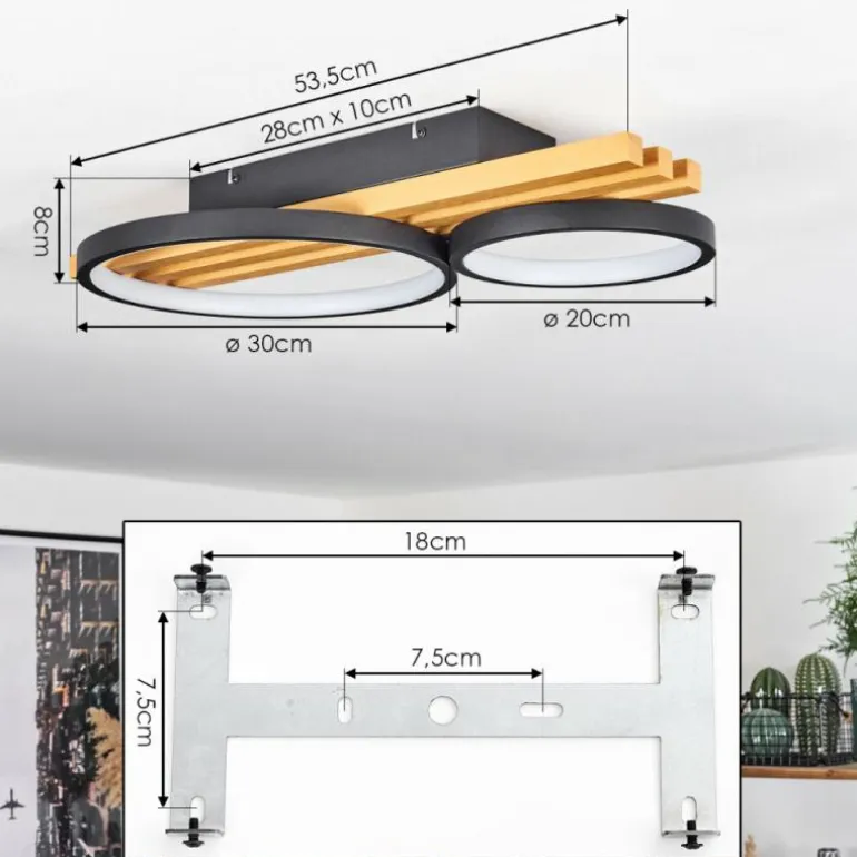 Plafonnier Rodekro LED Écru, Noir, 1 lumière