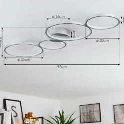 Plafonnier Rodekro LED Nickel mat, 4 lumières