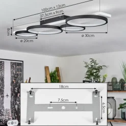 Plafonnier Rodekro LED Noir, Blanc, 1 lumière