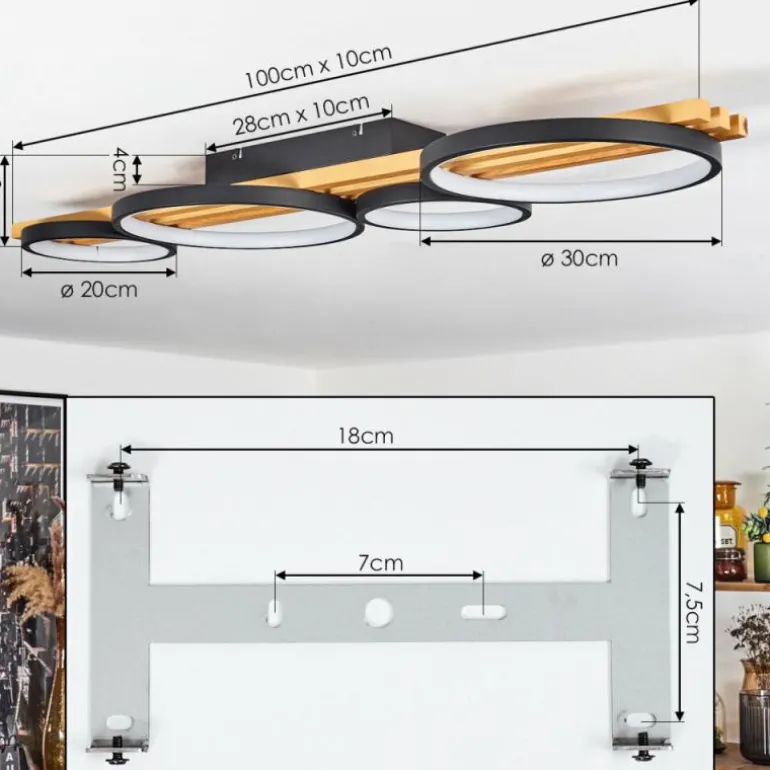 Plafonnier Rodekro LED Noir, 1 lumière