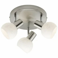 Plafonnier rond à spots Brilliant Bona Blanc, 3 lumières