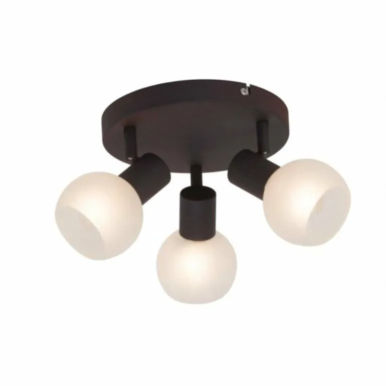 Plafonnier rond à spots Brilliant Gabon Brun, 3 lumières