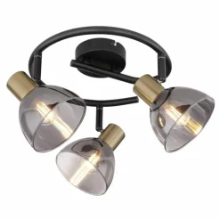 Plafonnier rond à spots Globo KLERENA Noir, 3 lumières
