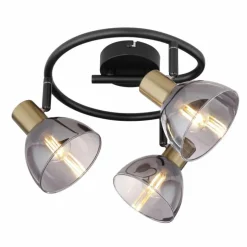 Plafonnier rond à spots Globo KLERENA Noir, 3 lumières