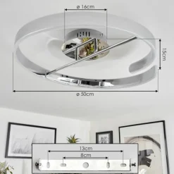 Plafonnier Rosemond LED Chrome, Blanc, 1 lumière