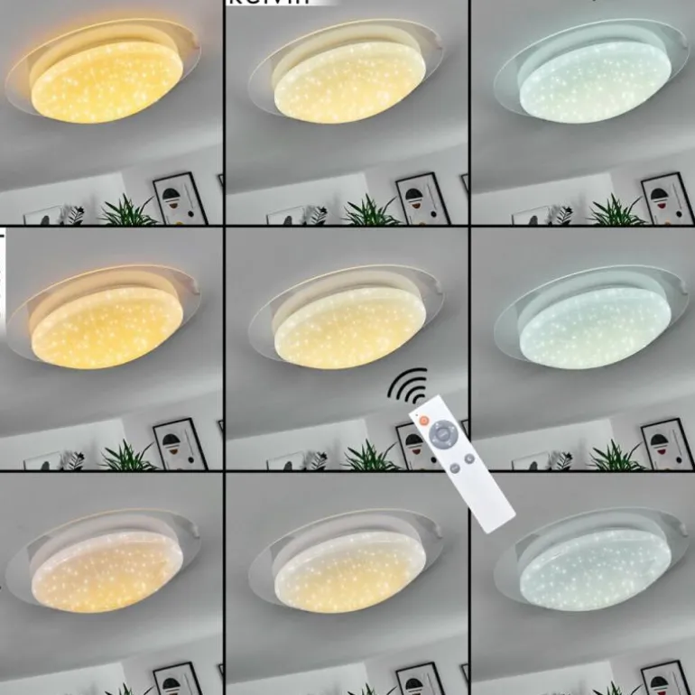 Plafonnier Rosenga LED Blanc, 1 lumière, Télécommandes