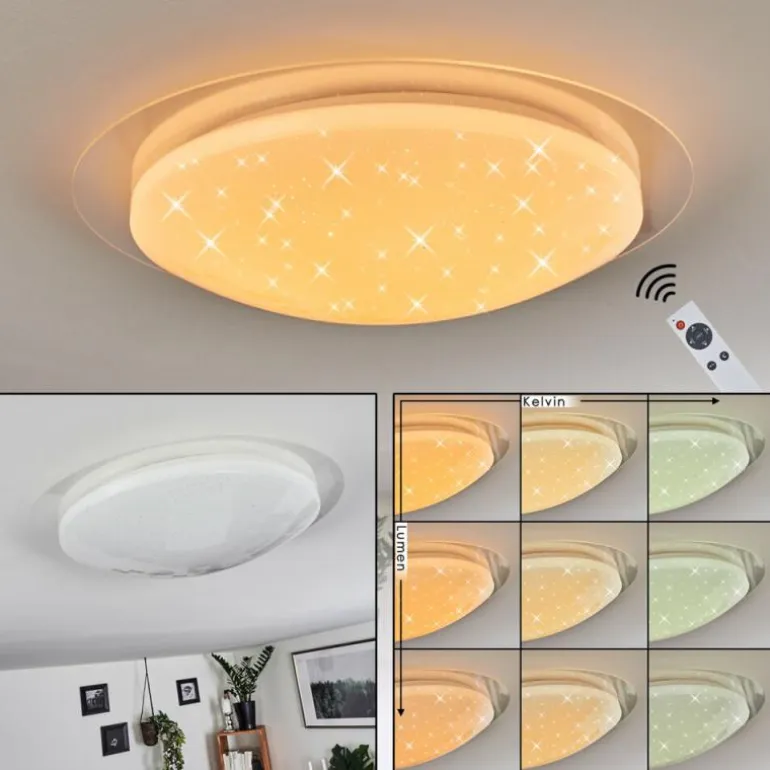 Plafonnier Rosenga LED Blanc, 1 lumière, Télécommandes