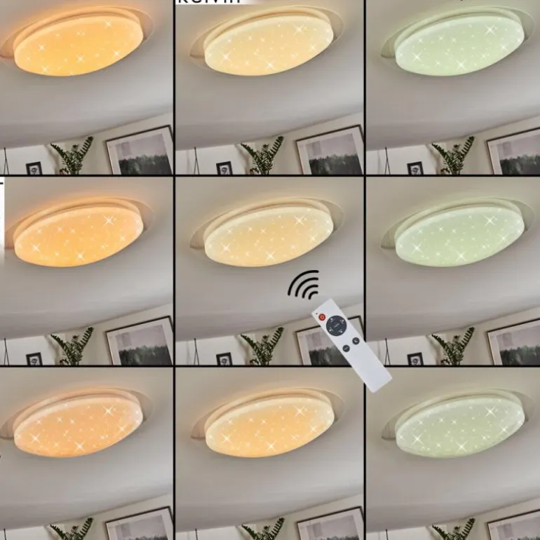 Plafonnier Rosenga LED Blanc, 1 lumière, Télécommandes