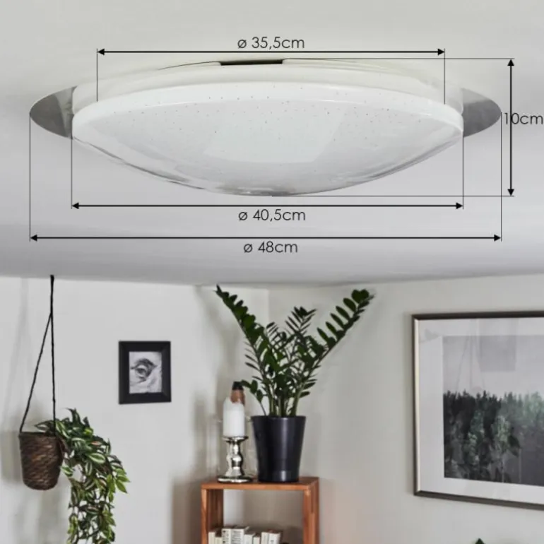 Plafonnier Rosenga LED Blanc, 1 lumière, Télécommandes