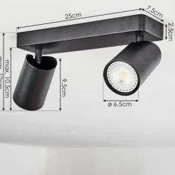 Plafonnier Rubeltein Noir, 2 lumières