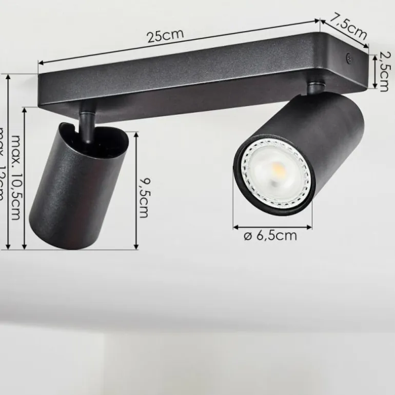 Plafonnier Rubeltein Noir, 2 lumières