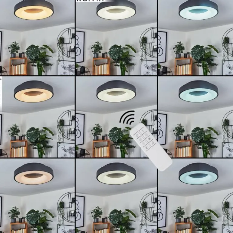 Plafonnier Sachseln LED Noir, 1 lumière